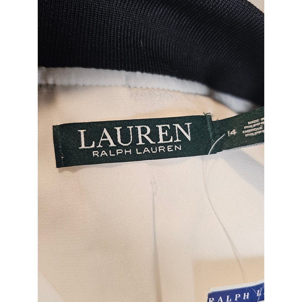 Lauren Ralph Lauren White Bomber Jacket Full Zip Ribbed Trim Pearl Size 14 NEW - Picture 5 of 8
